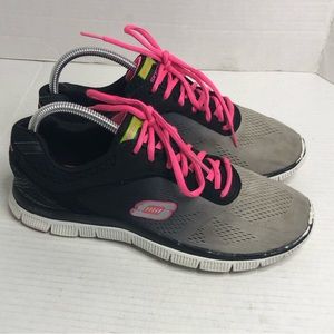 Skechers Sneakers Womens 10 Memory Foam Skech-Knit Black Pink Sneakers Shoes